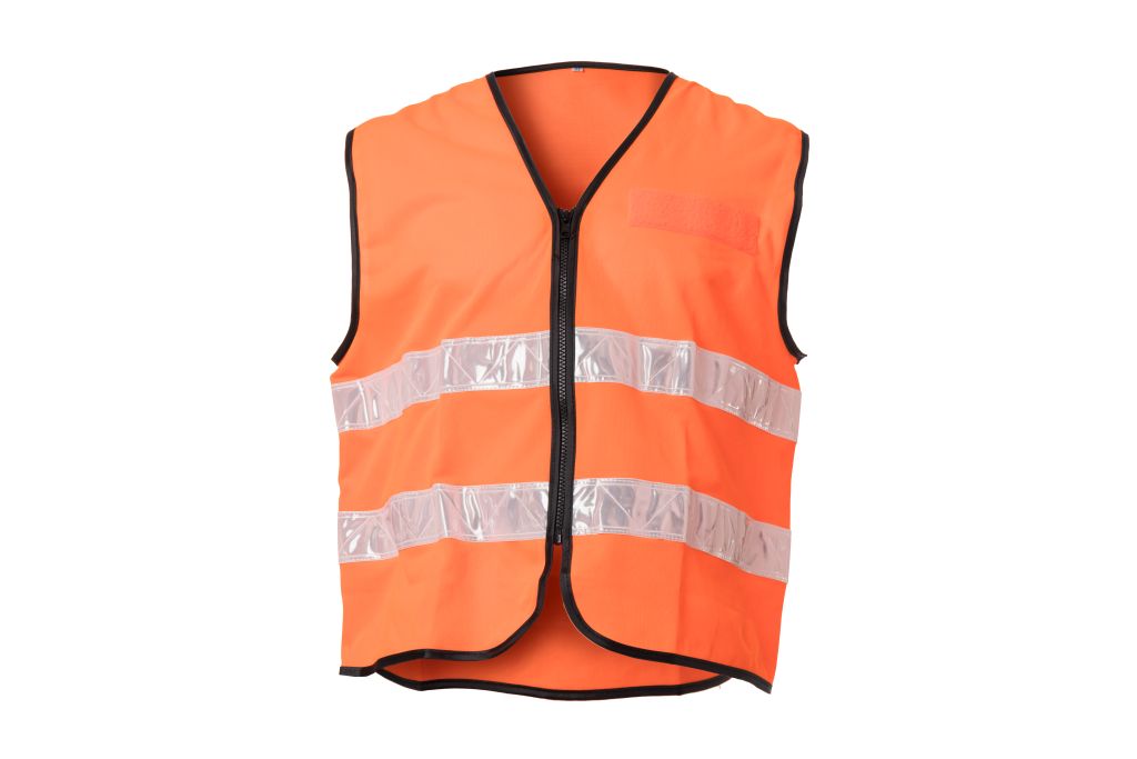 Leuchtweste / Warnweste orange - Metal Badge