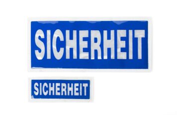 SICHERHEIT Velcro-backed