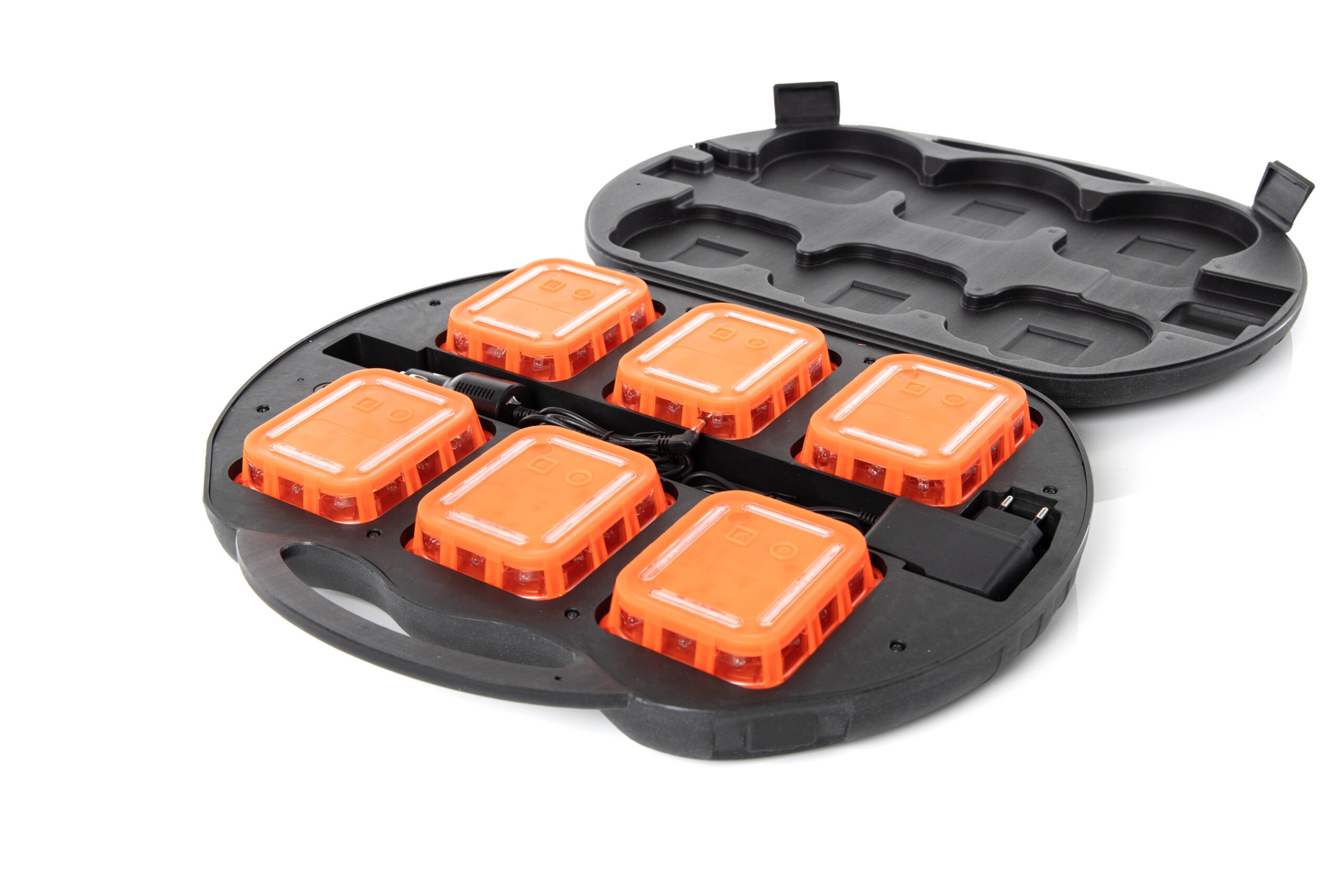 Blitzleuchte Orange LED-Kofferset, 9 verschiedene Programme