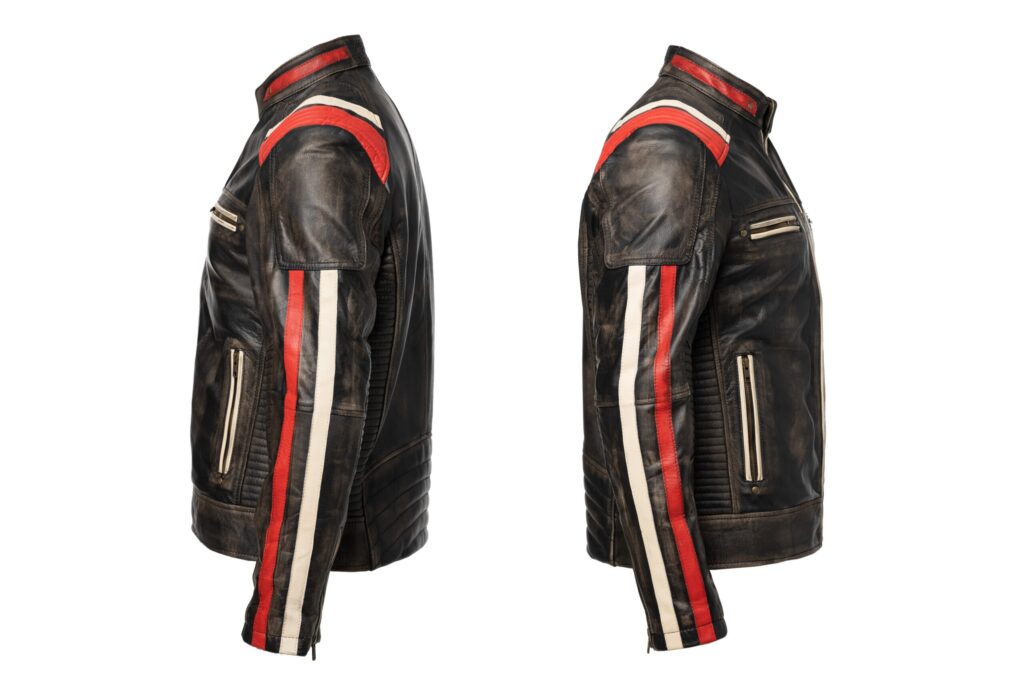 Leather Jacket black white red