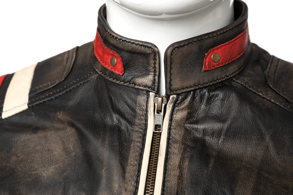 Leather Jacket black white red