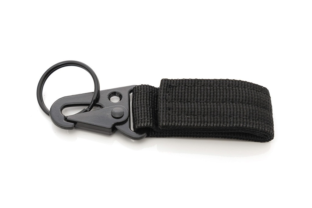 Porte-clés tactique, avec crochet en métal et porte-clés - noir