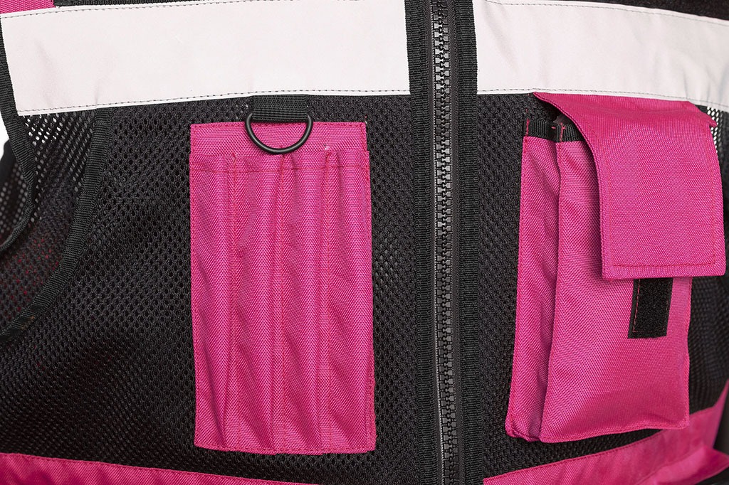 Tactical vest pink with reflectors and Velcro - Metal Badge