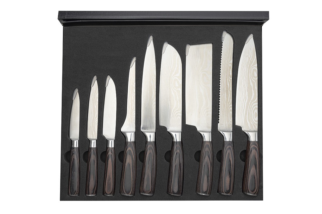 Set di coltelli da cucina da 9 pezzi con scatola - Metal Badge