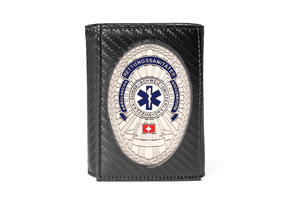 Lederetui „Compact“ Rettungssanitäter Schweiz, Gravur