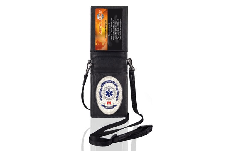 Étui en cuir « Vanguard » Ambulancier Suisse Vanguard Rettungssanitater CH Metal Badge