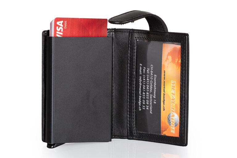 Étui en cuir « Viper » avec protection RFID (sans badge) Viper 01 Metal Badge