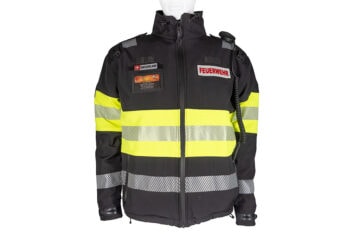 Softshell-Einsatzjacke Schwarz / Leuchtgelb mit 3M Reflektier-Streifen