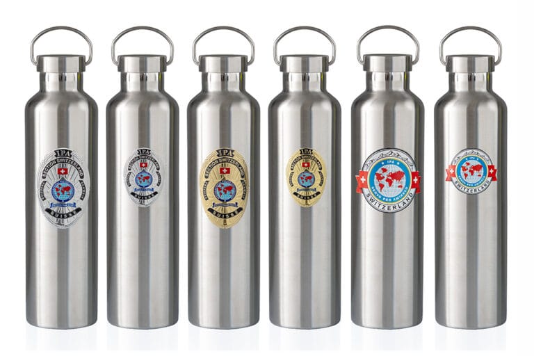 Vacuum-insulated Drink Bottle 1000 ml made of high-quality stainless steel Trinkflasche 01 Metal Badge