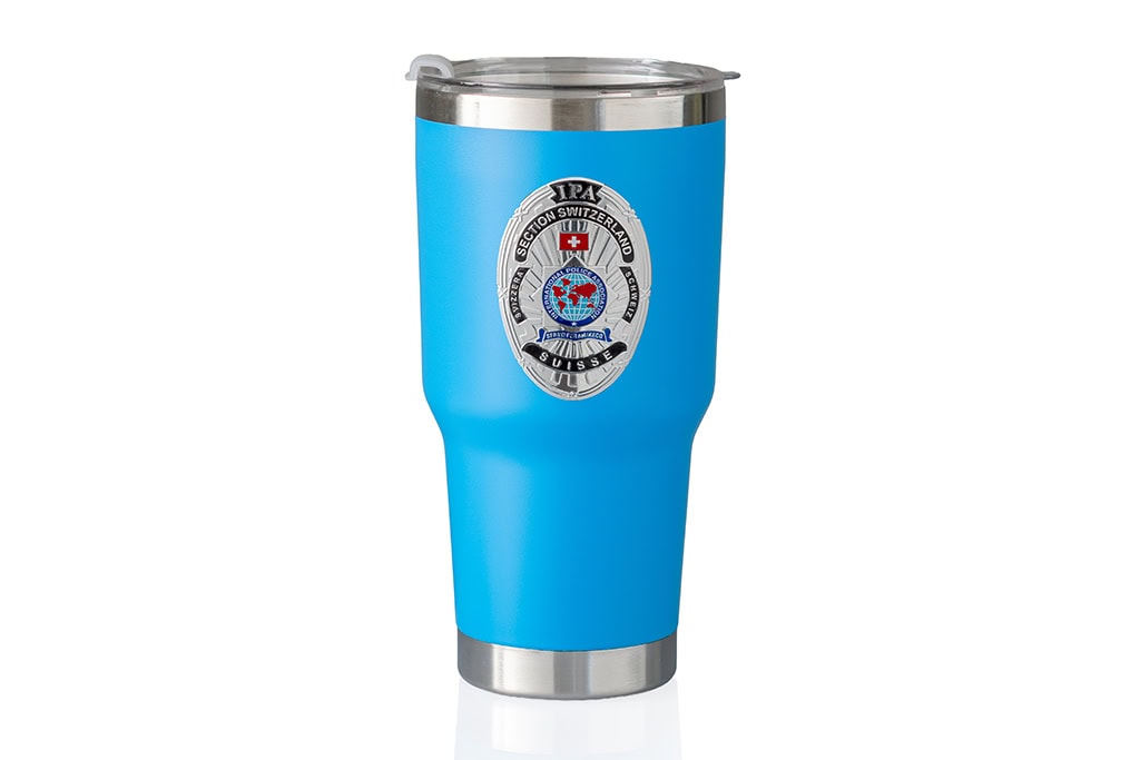 Blue vacuum-insulated thermos cup, 810 ml, made from high-quality stainless steel with lid