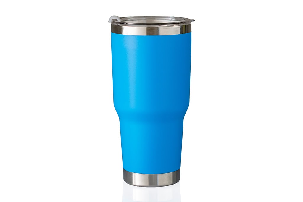 Blue vacuum-insulated thermos cup, 810 ml, made from high-quality stainless steel with lid