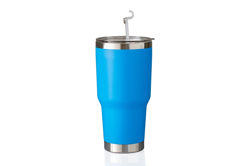 Blue vacuum-insulated thermos cup, 810 ml, made from high-quality stainless steel with lid