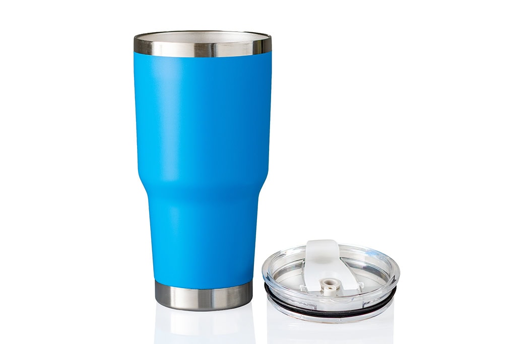 Blue vacuum-insulated thermos cup, 810 ml, made from high-quality stainless steel with lid