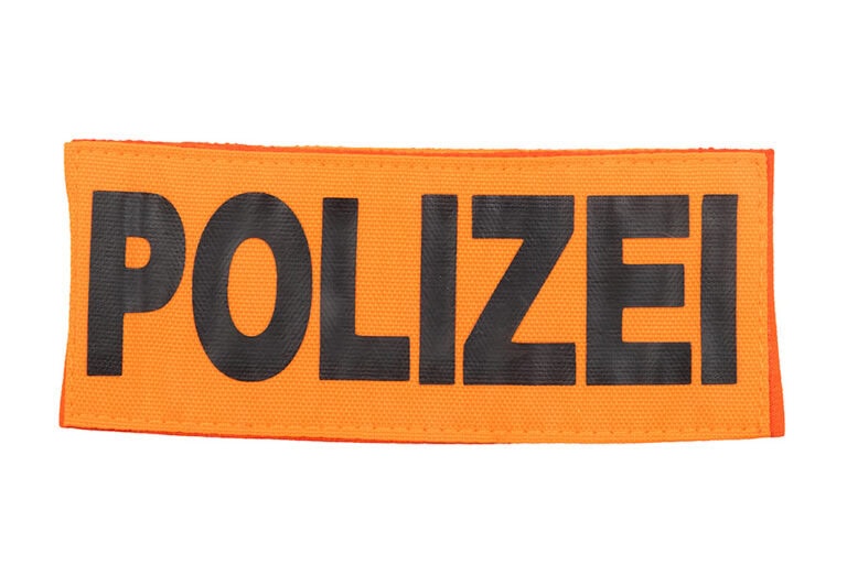 Brassard « POLIZEI » orange 01 Armbinde POLIZEI Orange Metal Badge